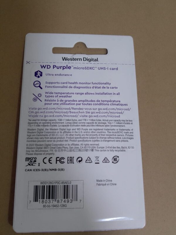 Original Western Digital WD Purple 128GB Surveillance MicroSD Card - Image 4