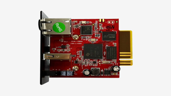 Top-down view of the NetAgent DA807 SNMP Module, showing its robust build for reliable Remote UPS Monitoring